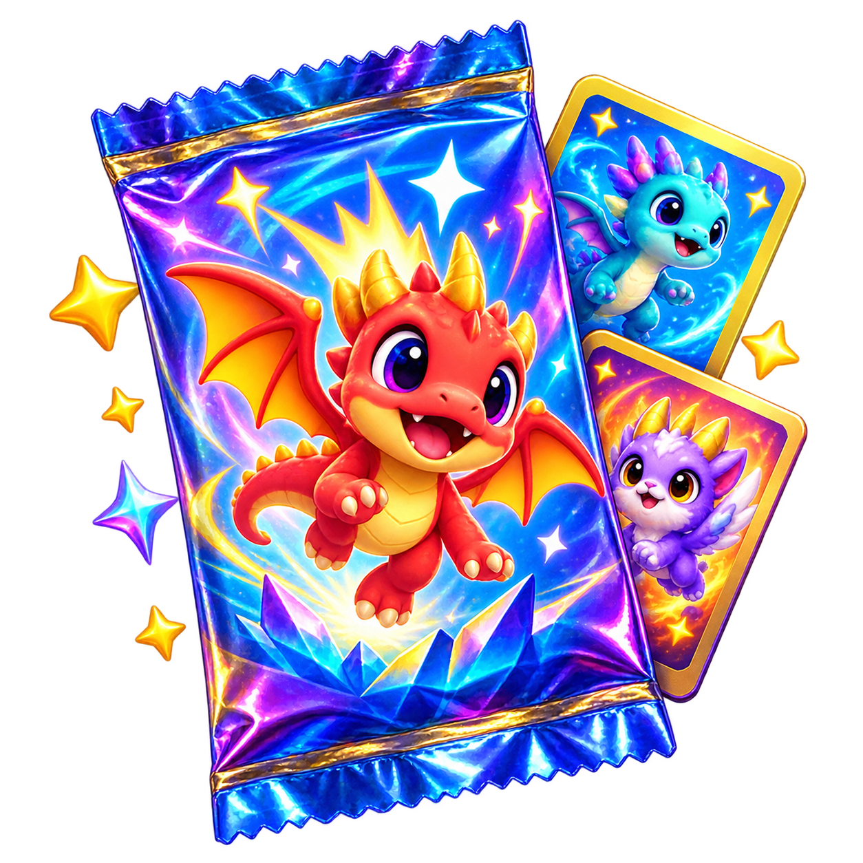 Colorful collectible-card booster pack